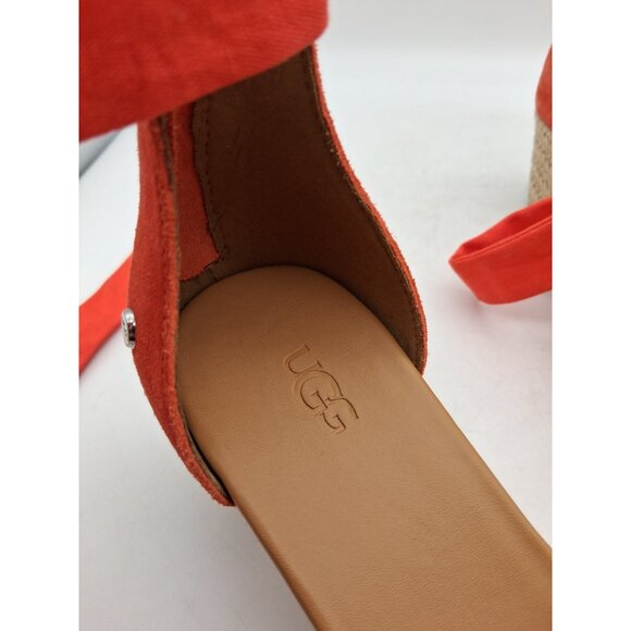 UGG Yarrow Sz 7 Orange Wedge Heel Open Sandal Casual Straps Open Toe Zipper EUC - Picture 11 of 16